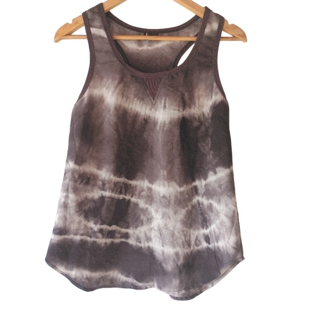 Sparkle Fade Tie Dye Racerback Tank Top Gray White Size Small Summer Boho